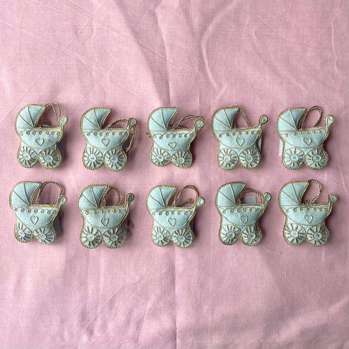 Pram (Powder Blue) Christmas Tree Decoration Handmade