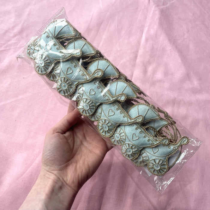 Pram (Powder Blue) Christmas Tree Decoration Handmade