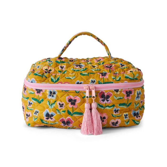Pretty Pansy Quilted Cotton Toiletry Case