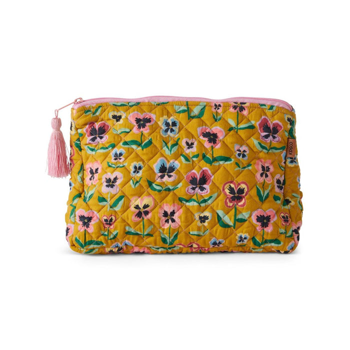 Pretty Pansy Quilted Cotton Toiletry Purse