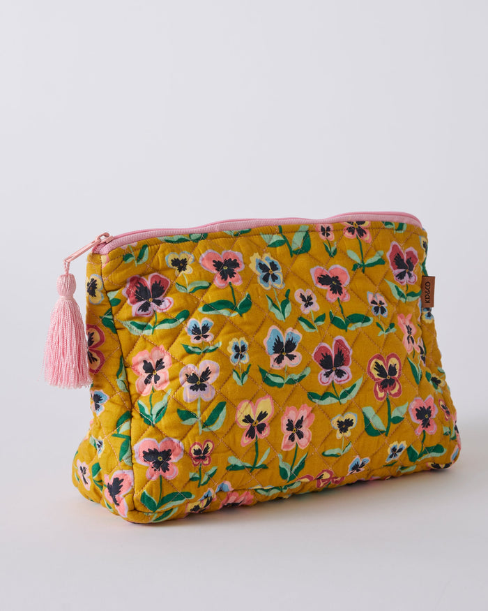 Pretty Pansy Quilted Cotton Toiletry Purse