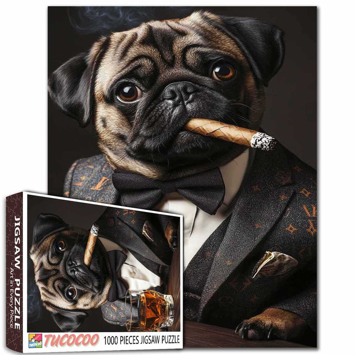 Pug in Tuxedo with Cigar Jigsaw Puzzle