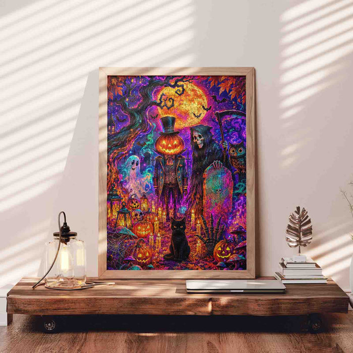 Pumpkin Reaper Haunted Graveyard Jigsaw Puzzle
