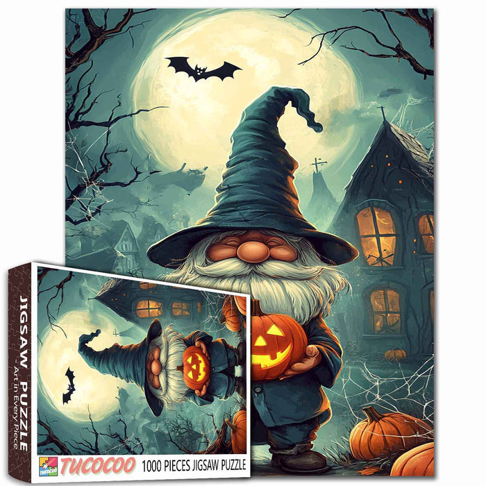 Pumpkin Wizard in Moonlight Jigsaw Puzzle