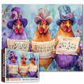 Purple Chickens Wearing Hats Jigsaw Puzzle