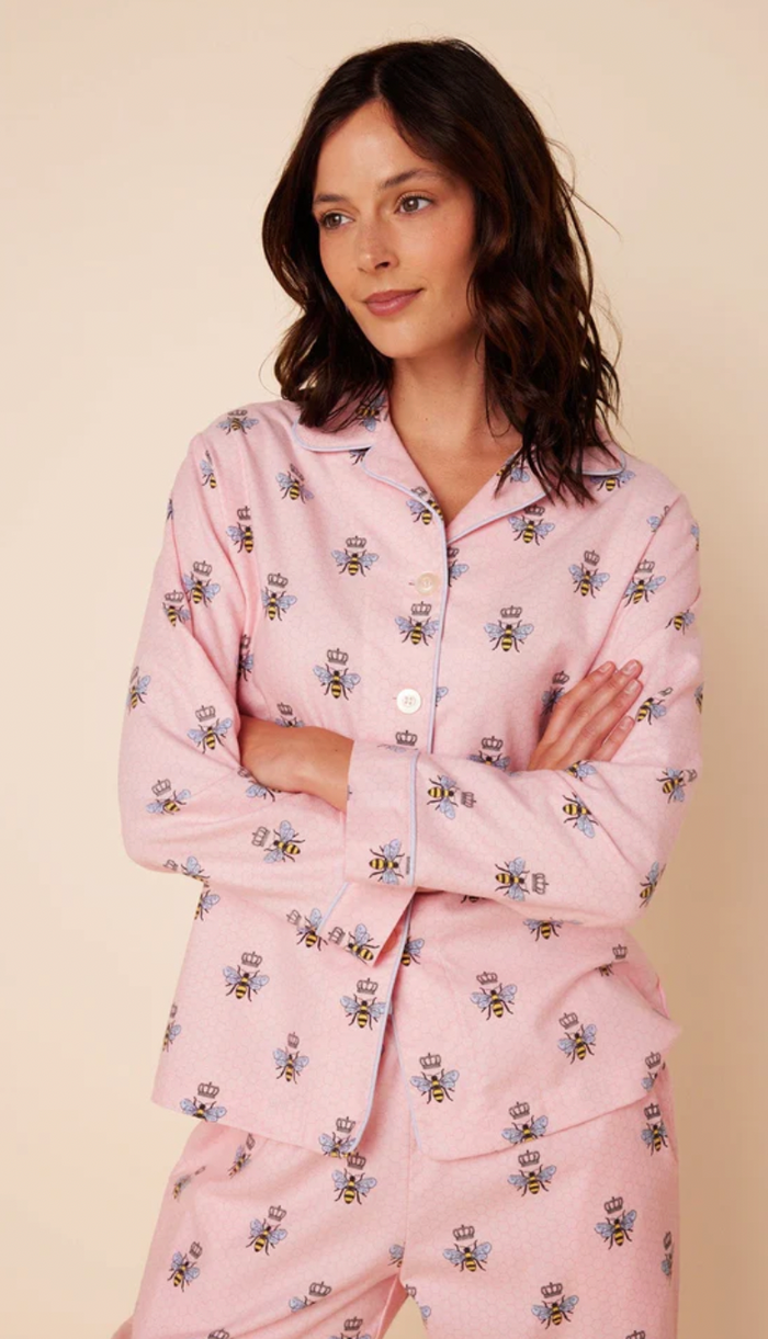 Queen Bee Pink Flannel Pajamas