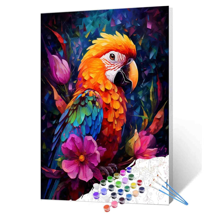 Rainbow Macaw Bloom Paint by Numbers