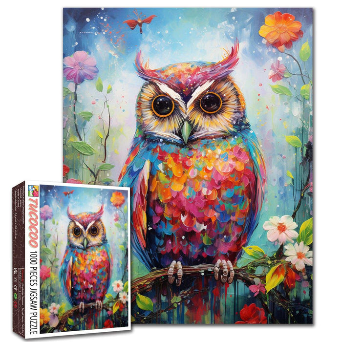 Rainbow Watercolor Owl Jigsaw Puzzle