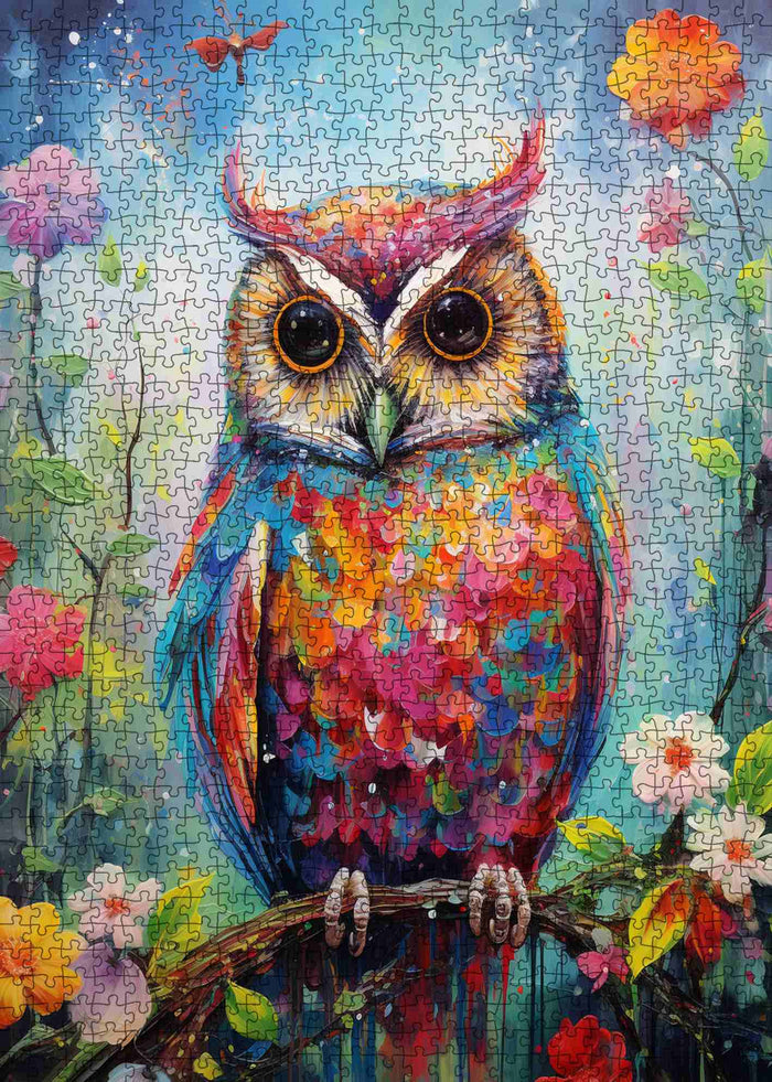 Rainbow Watercolor Owl Jigsaw Puzzle