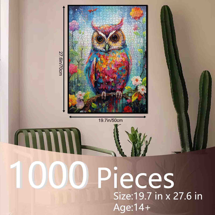 Rainbow Watercolor Owl Jigsaw Puzzle