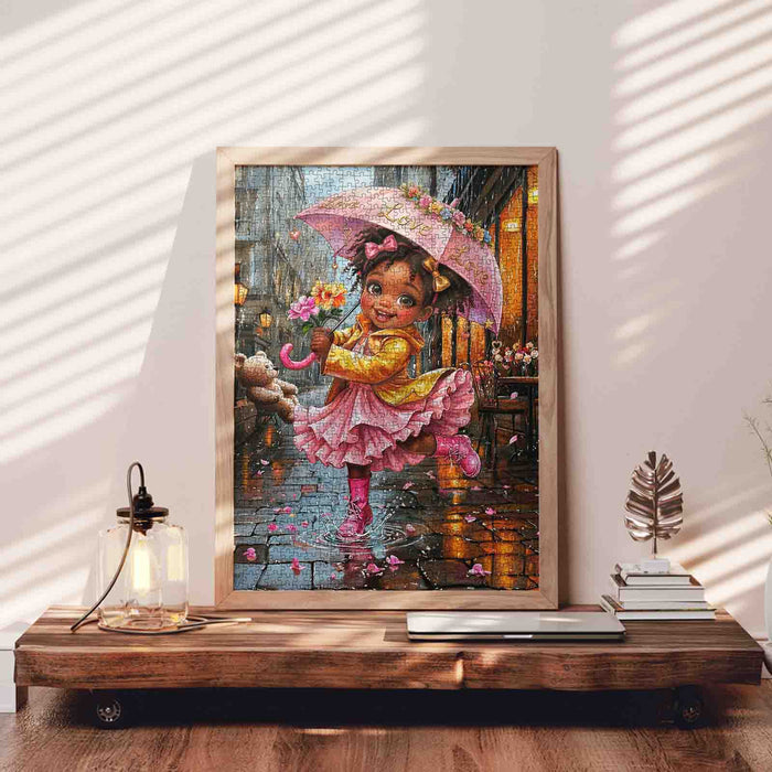 Rainy Day Joy Girl Jigsaw Puzzle