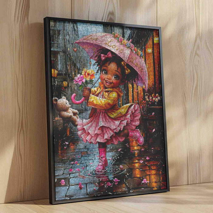 Rainy Day Joy Girl Jigsaw Puzzle