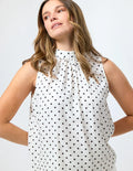 Ramone Blouse - White/Black Spot
