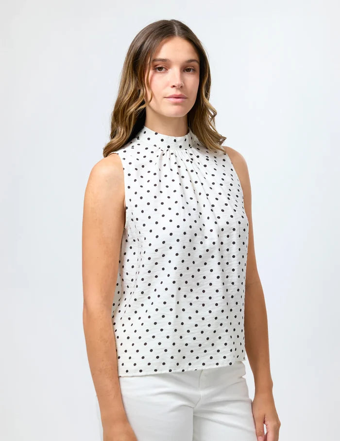 Ramone Blouse - White/Black Spot