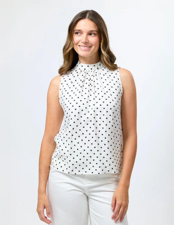 Ramone Blouse - White/Black Spot
