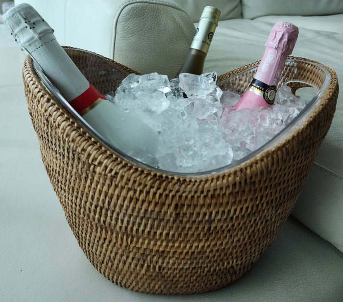 Rattan Champagne Bucket with Acrylic Insert – Ice Cooler
