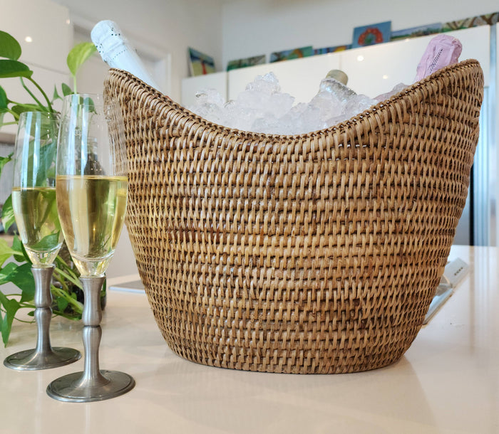 Rattan Champagne Bucket with Acrylic Insert – Ice Cooler