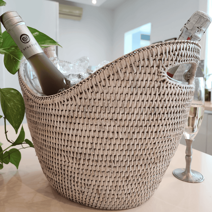 Rattan Champagne Bucket with Acrylic Insert – Ice Cooler