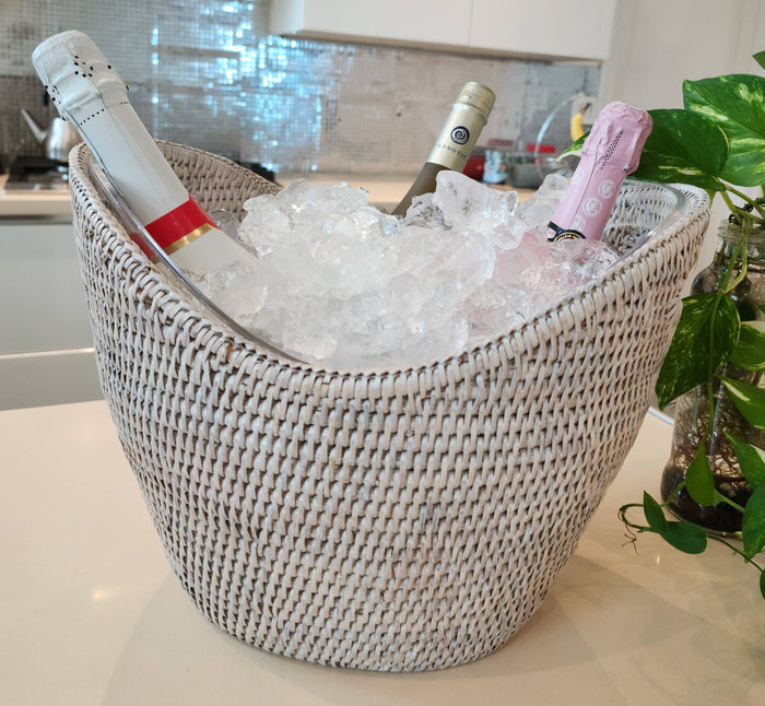 Rattan Champagne Bucket with Acrylic Insert – Ice Cooler