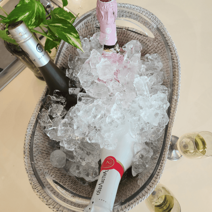 Rattan Champagne Bucket with Acrylic Insert – Ice Cooler