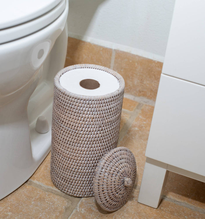 Rattan Double Toilet Roll Holder