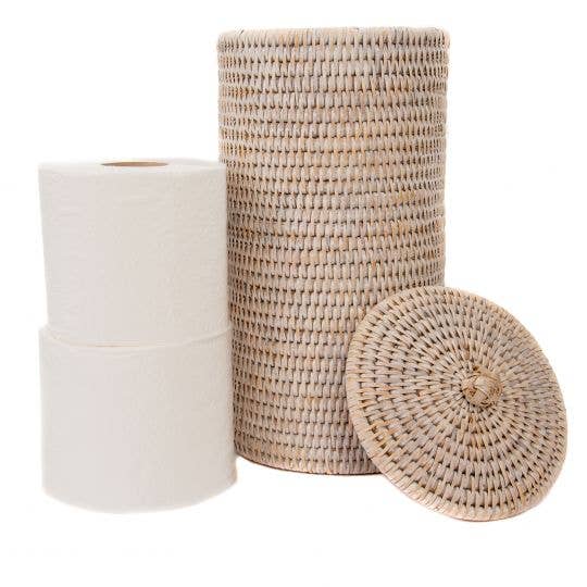 Rattan Double Toilet Roll Holder