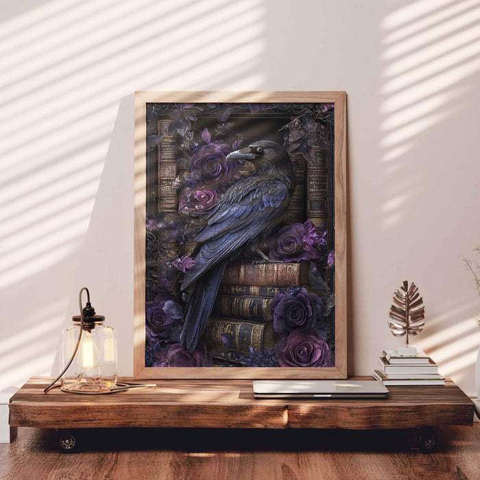 Raven Purple Roses Books Jigsaw Puzzle