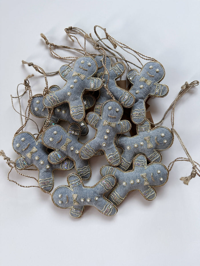 Recycled Denim Handmade Gingerbread Christmas Tree Decor
