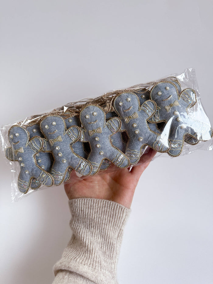 Recycled Denim Handmade Gingerbread Christmas Tree Decor