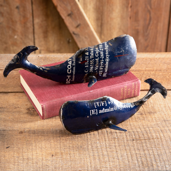 Recycled Metal Whales - Set/2 • Coastal Compass Home Decor