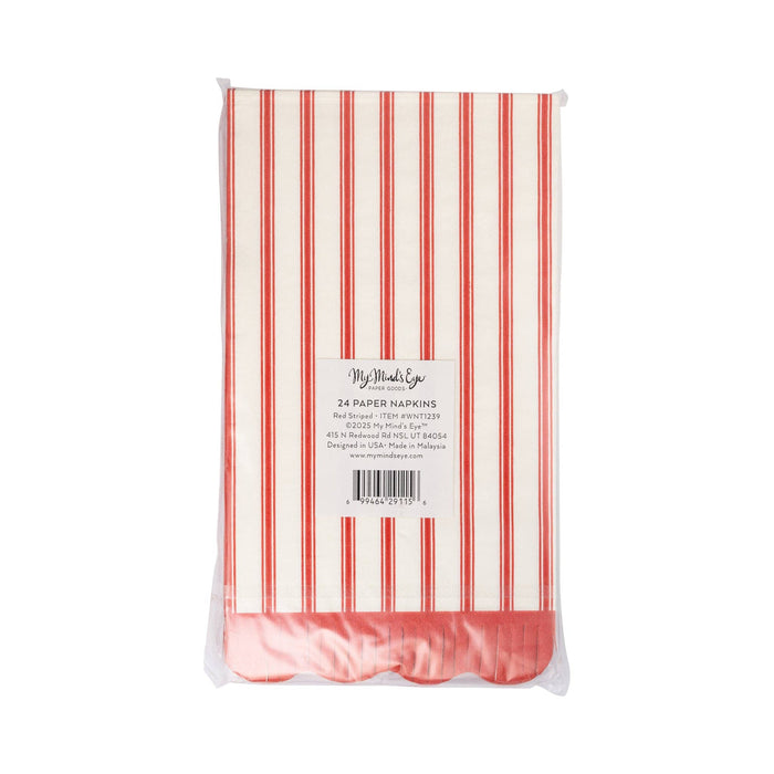 Red Striped Paper Dinner Napkin