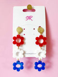 Red, White, and Blue Acrylic Flower Dangles