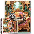 Relaxed Raccoon on Ornate Sofa Jigsaw Puzzle