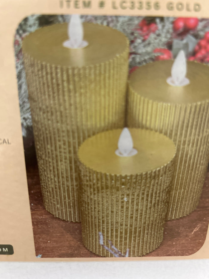 Ribbed led pillar candle