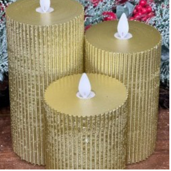 Ribbed led pillar candle
