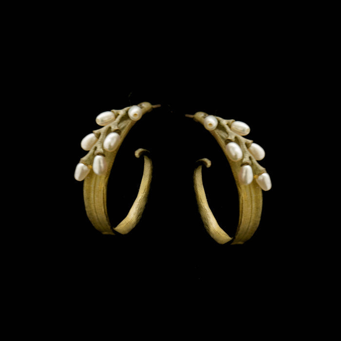 Rice Pearl Hoop Post Earrings