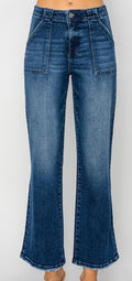 Risen high rise ankle flare- patch pocket jeans