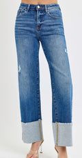 Risen High Rise Wide Cuffed Jeans