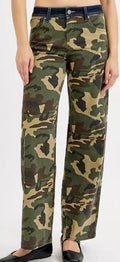 Risen mid rise fit straight wide camo pant