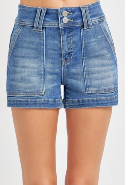 Risen patch pocket Jean shorts