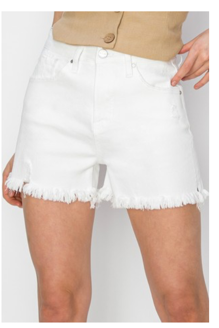 Risen White Fringed Tummy Control Shorts