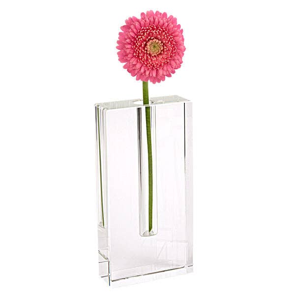 Rita Handcrafted Rectangle 8" Optical Crystal Bud Vase-YD379: Default Title