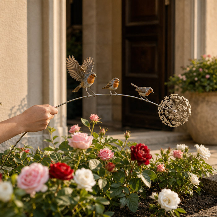 Robinbloom – Robin And Flower Garden Stake