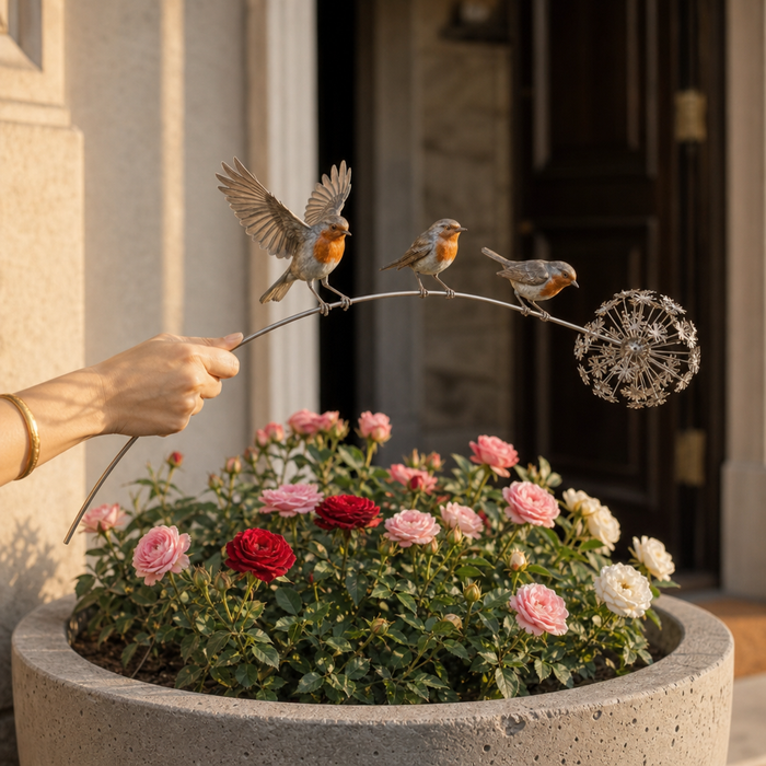Robinbloom – Robin And Flower Garden Stake