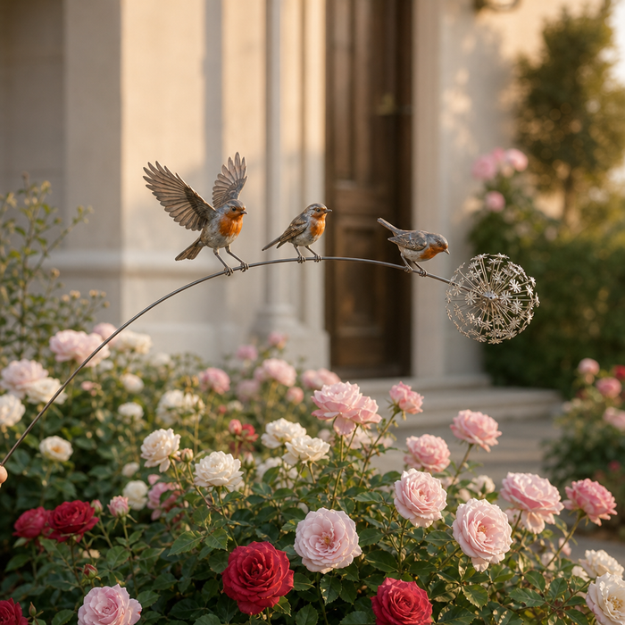 Robinbloom – Robin And Flower Garden Stake