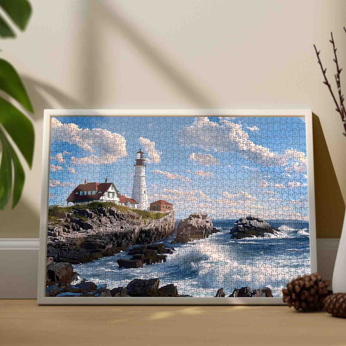 Rocky Coast Lighthouse View Jigsaw Puzzle