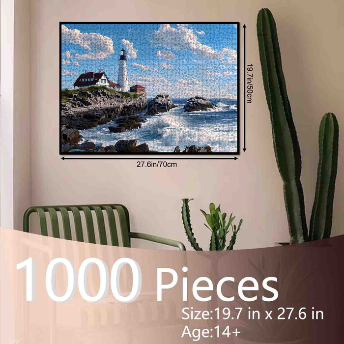 Rocky Coast Lighthouse View Jigsaw Puzzle