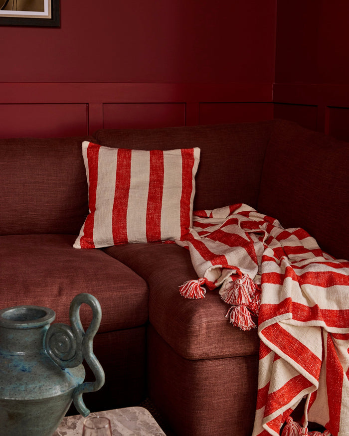 Roma Red Stripe Woven Throw
