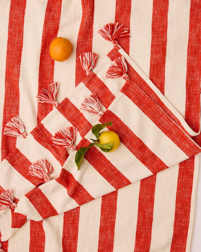 Roma Red Stripe Woven Throw