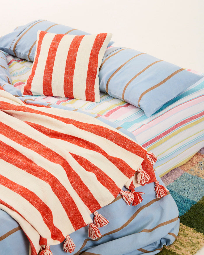 Roma Red Stripe Woven Throw
